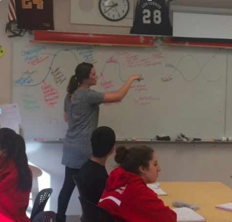 Mrs. Kither lectures on Classical India to her 1st
period AP World History class. She uses the white-
board to aid her in drawing a timeline.