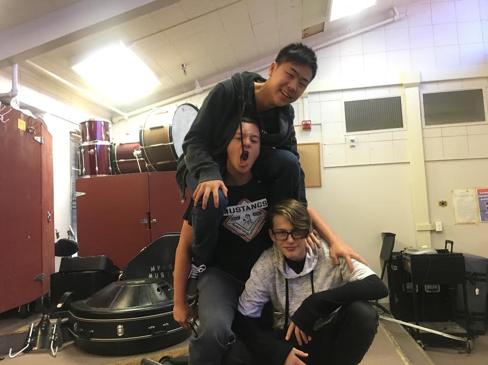 Band members (top to bottom) Kenneth Kim, Arsenio Batoy and Ilya Blazhiyevskiy pose for a photo after practicing one of their new songs
(Courtesy of Julia Lyckberg)