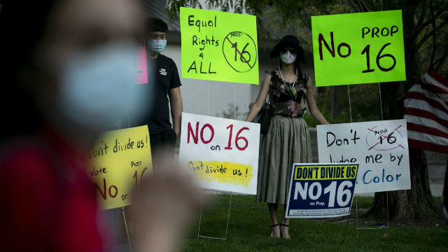 On Oct. 16, 2020, demonstrators gathered in Walnut Creek to protest against Proposition 16. Demonstrators often oppose Prop. 16 due to its underlying augmentation of racial division.