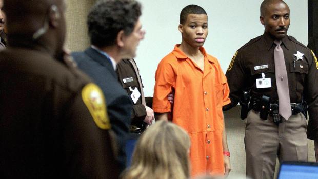 Lee Boyd Malvo pictured directly before receiving his sentence of life in prison without the possibility of parole.