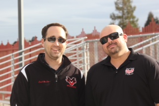 Swim Coach Dow Stewart returns to the swim team after a two year absence. He coached for several years before that and loves to see the students grow as swimmers. Coach Greg Rodriguez (right) is the JV coach.