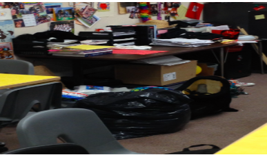  Leadership room, where socks will be piled up and organized before being sent to local shelters.
