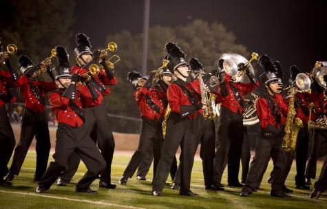 The marching band performs one of their competition pieces at Foothill High School on October 25th. Students were eager to find out what place they received in the first competition of the year. 