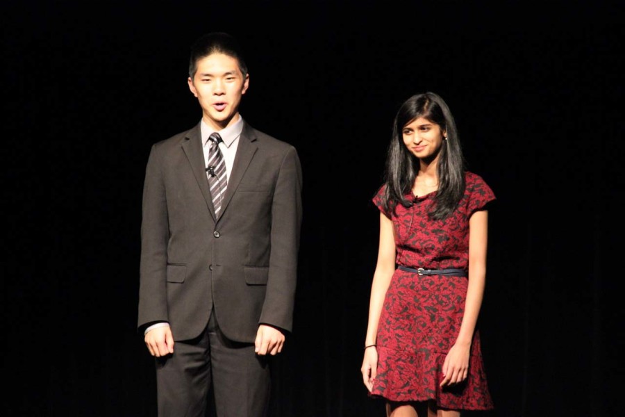 Brian+Yu+and+Neha+Dabke+performing+at+the+annual+event%2C+An+Evening+with+Speech+and+Debate+on+Wednesday%2C+March+25.+