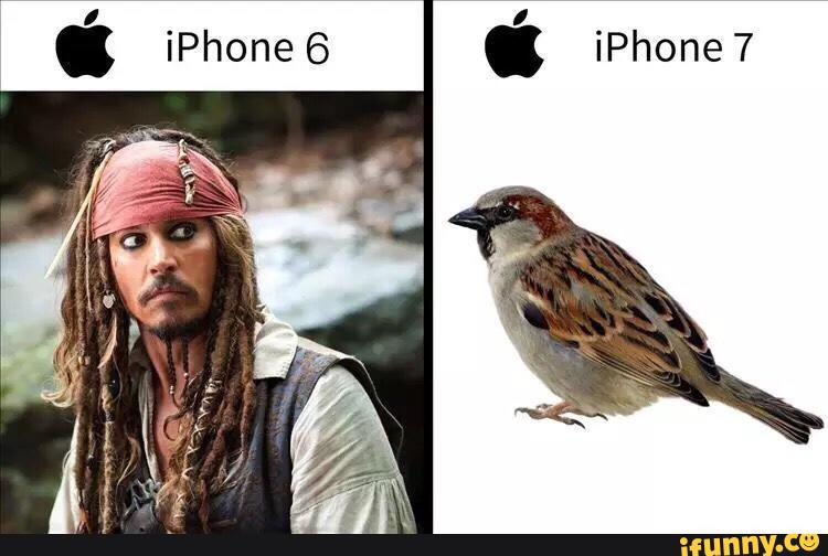The new iPhone 7 doesnt include a headphone jack unlike the iPhone 6; similarly, to Jack Sparrow when excluding the Jack.
(Courtesy of iFunny.com)