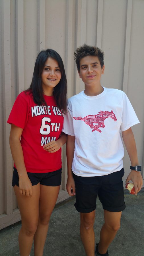 Foreign exchange student, Aleix Ciurana, poses with his host sister, sophomore Francesca Jofre.