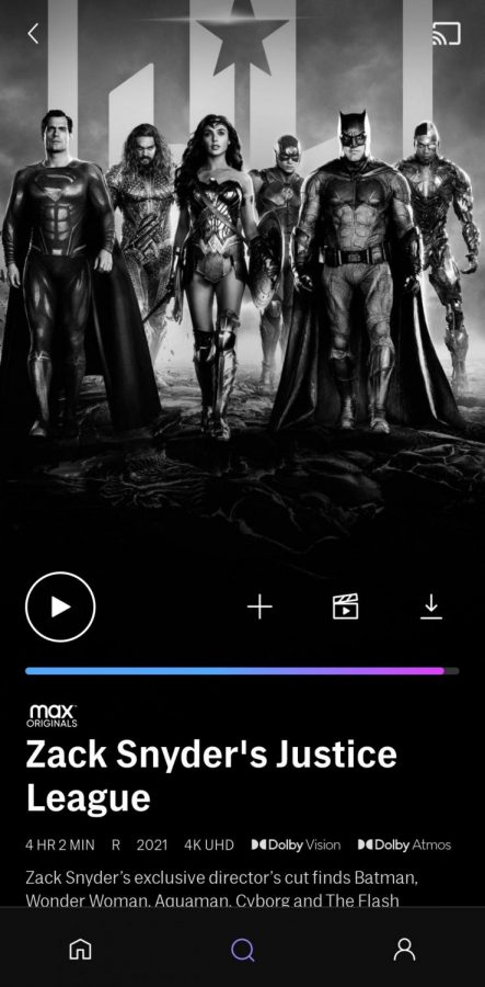 View of Zack Snyders Justice League on the HBO Max mobile app. Due to the movies abundance of violent scenes and darker themes, Snyders cut was rated R while the theatrical was only PG-13.