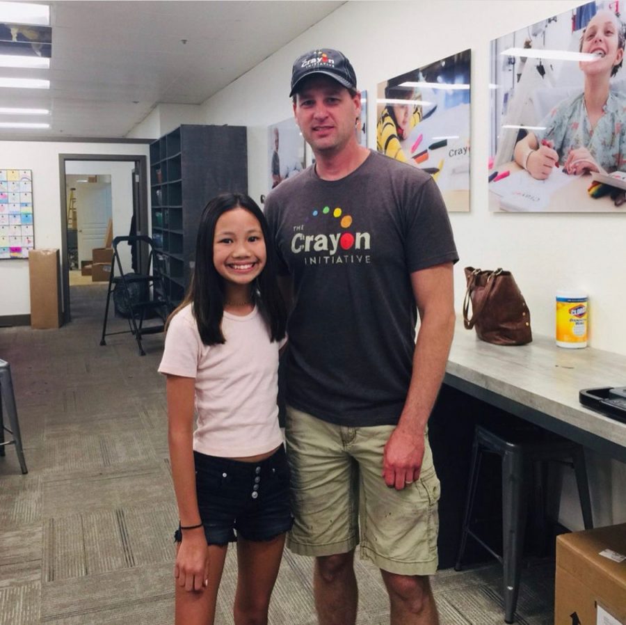 Kaitlyn Nim is pictured with Bryan Ware, the founder of the crayon initiative. Nim volunteered at the initiative during summer of 2019, and was inspired by the work being done.