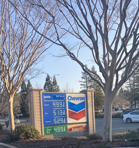 Monte Vista High School student Nikki Esmaili, captures a photo of Chevron Gas Station on Friday, February 4, 2022. The gas station is located on 8000 Crow Canyon Rd, Danville CA. 