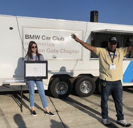 Monte Vista High School student Ginny Herron, presenting at the BMW Car Club of America. Herron was able to learn many driving skills while participating in an advanced drivers clinic. 