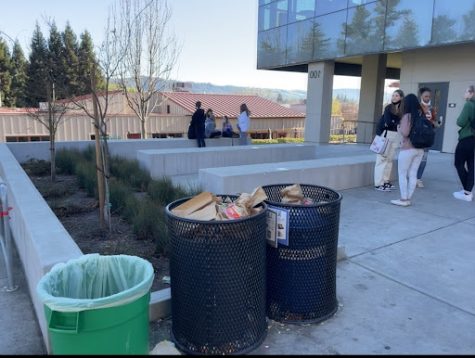 Trash cans are overflowing with students’ trash. After student support, the understaffed  janitors were busy cleaning other messy parts of the school. 