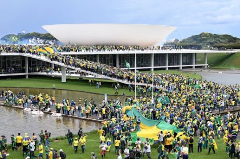 Brazilians protest at the Esplanada dos Ministérios in the Brazilian capital, Brasília. They were all Bolsonaro supporters who stormed the capital, similar to the January 6, 2022 riots that occurred at the U.S. Capitol. 