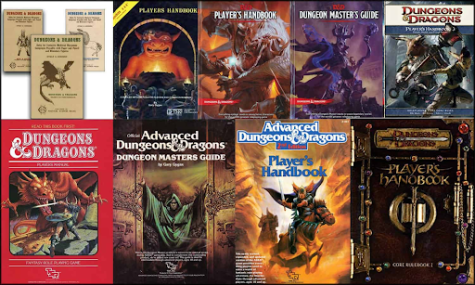 A collage of multiple Dungeons & Dragons sourcebook covers throughout the years. With the original edition of Dungeons & Dragons released in 1974, the popular role-playing game will celebrate its 50th anniversary next year.
