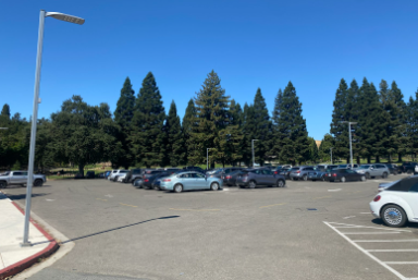 Monte Vista parking lot during the start of the 2023-2024 school year. This is the senior lot that has been the center of many issues regarding the new assigned parking spots.