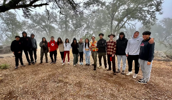 The MV Climate Action Now Club poses for a photo. They were up in Mount Diablo to clean the hills and perform fire control exercises. This club has also implemented programs to prove sustainability at MV. 