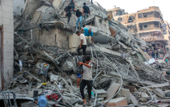 The destruction caused in Gaza (left). The war has taken the lives of many innocent civilians.
