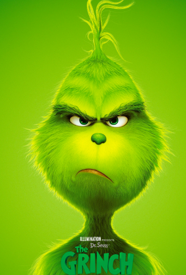 The Grinch movie poster. It was advertising the 2018 Grinch movie.