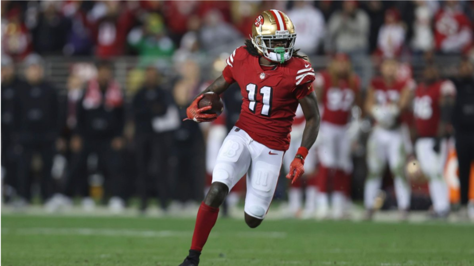 Brandon Aiyuk in the Ravens vs. 49ers game on December 25, 2023. Photo taken by Jed Jacobson.