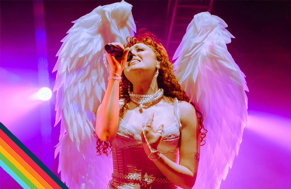 Chappell Roan sings with emotion on stage. She was performing at the Pride on the Shore Music Festival. Photo from Pride on the Shore.  